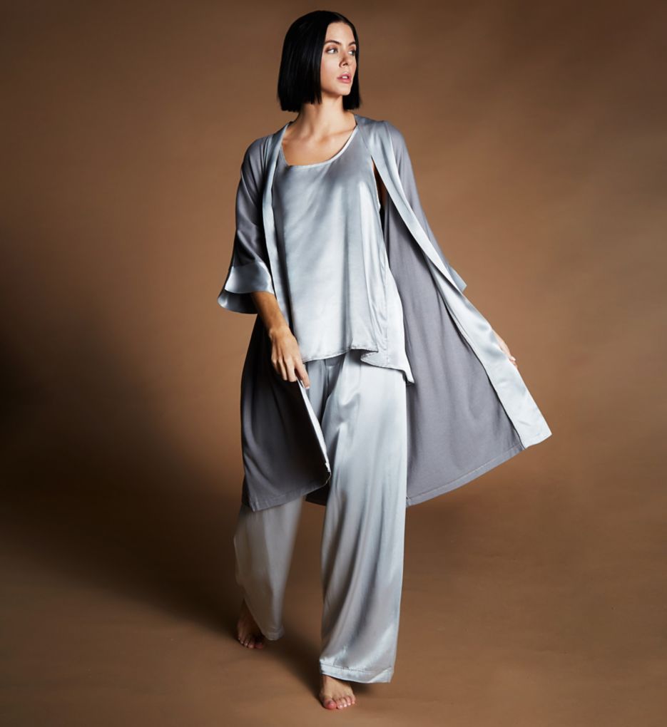 Knit Robe With Pockets And Satin Trim-cs3