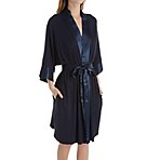 Knit Robe With Pockets And Satin Trim