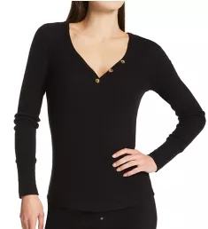 Textured Essentials Rib Peachy Long Sleeve Shirt Black S