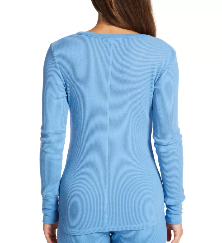 Textured Essentials Rib Peachy Long Sleeve Shirt Blue Tide L