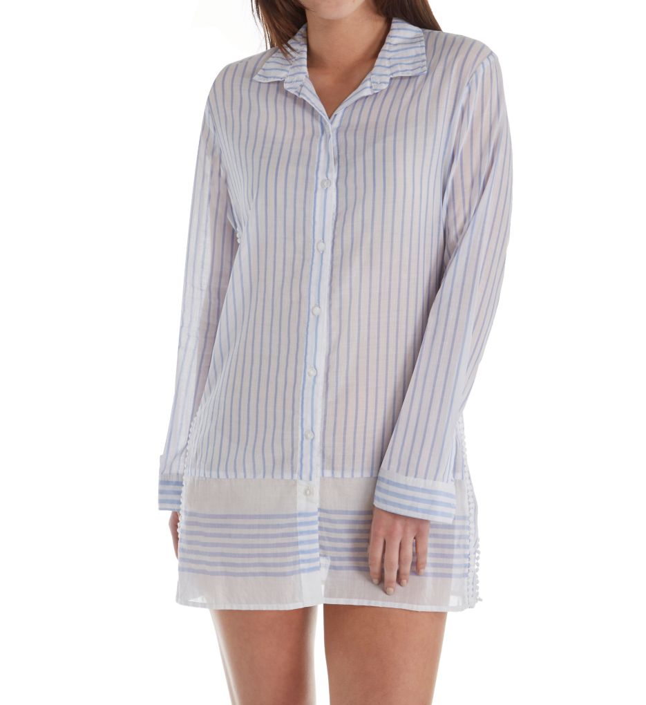 Feelin' Blue Button Front Sleepshirt-fs