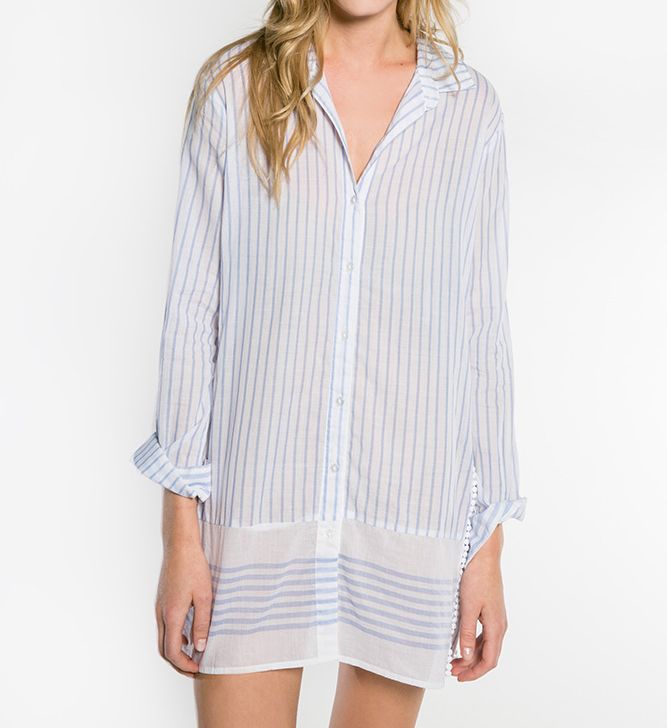 Feelin' Blue Button Front Sleepshirt