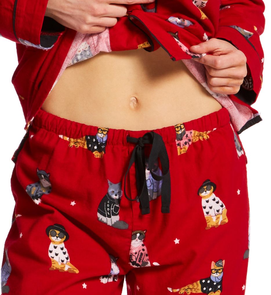 Flannel Cat Print Plus Size Pajama Set – La Cera™