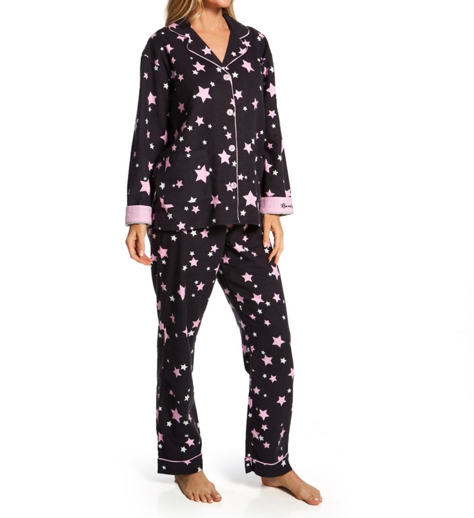Rise And Shine Cotton Flannel PJ Set Charcoal S by PJ Salvage