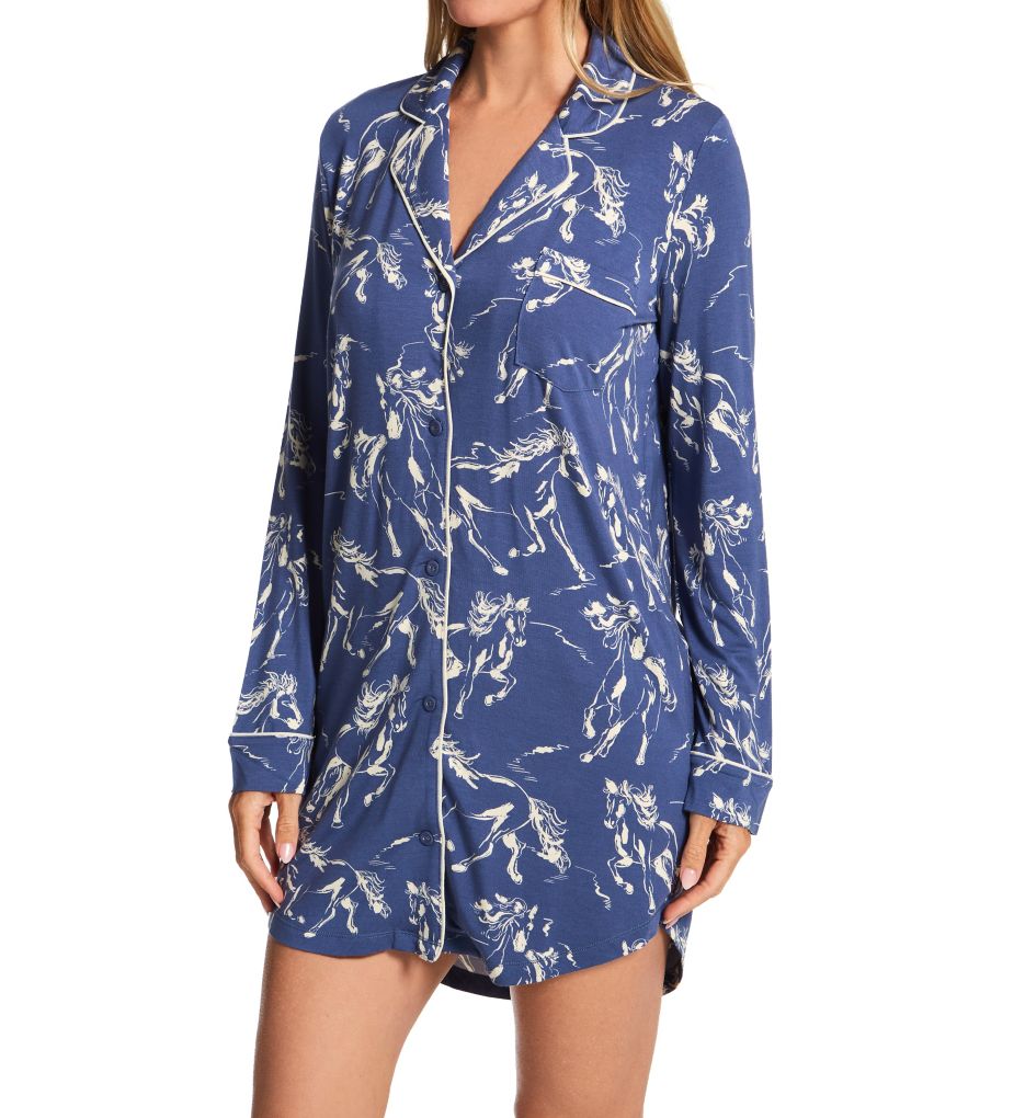 Women's Button Through Jersey Night Shirt Dress