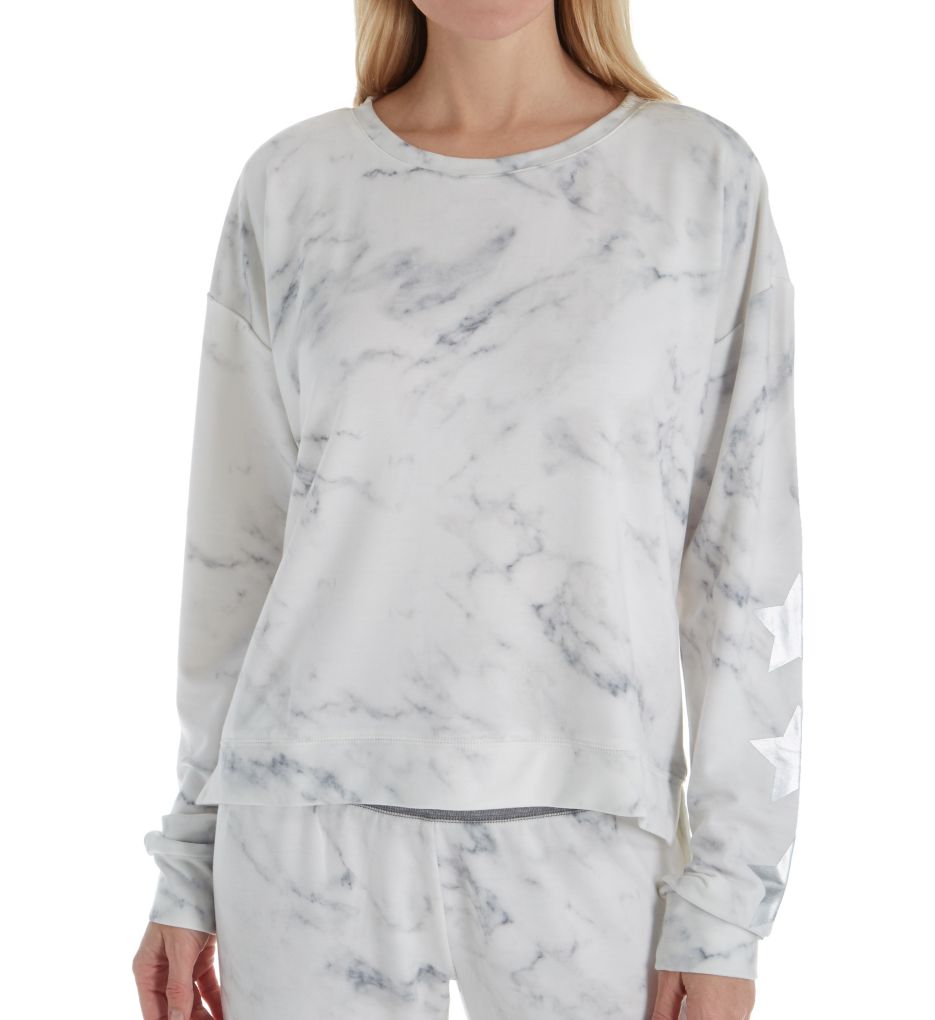 Marble Lounge French Terry Long Sleeve Top-fs