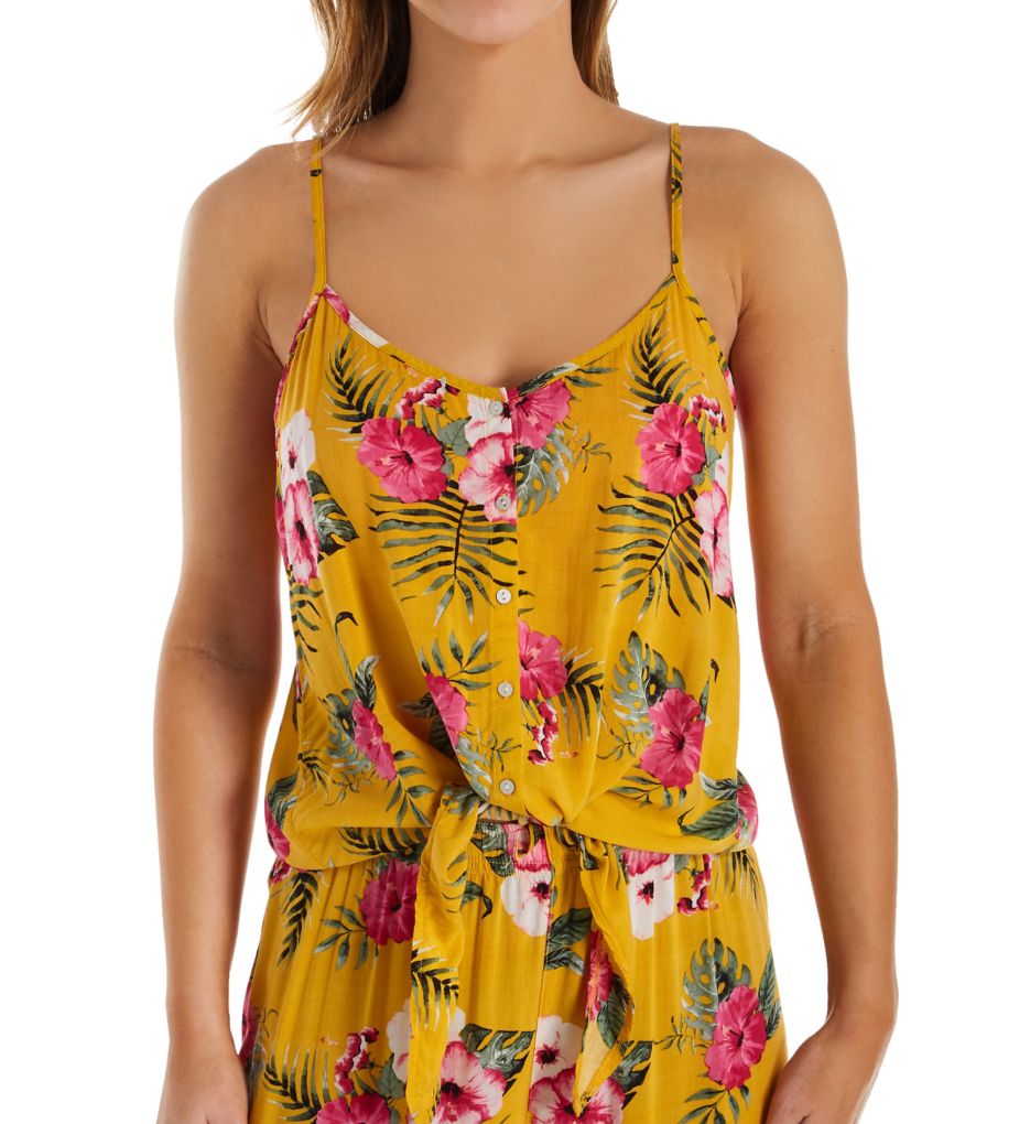 PJ Salvage Tahitian Tropics Button Front Camisole Gold L  - Image 1