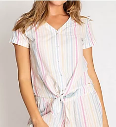 Washed Ashore Striped Button Front Top