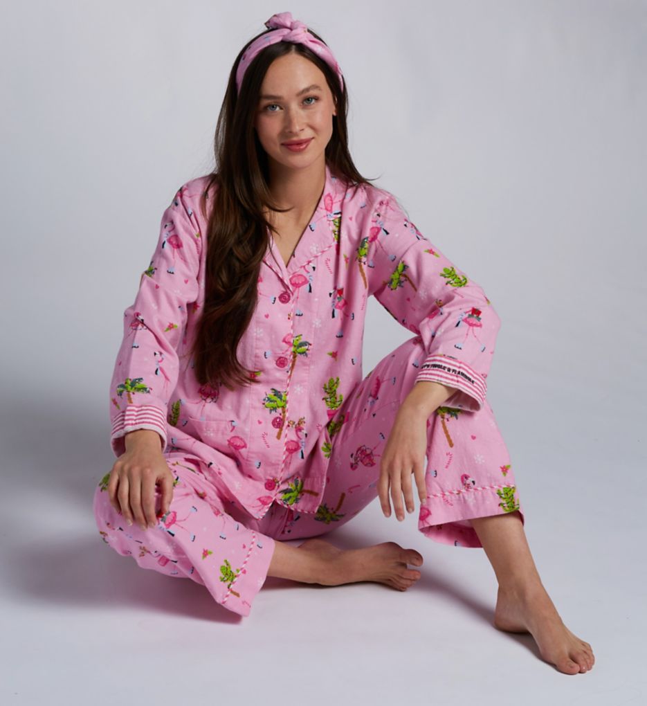 PJ Salvage Let's Jingle and Flamingle Flannel PJ Set