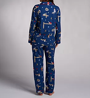 Paws & Enjoy Life 3PC Flannel PJ Set Dark Denim XL