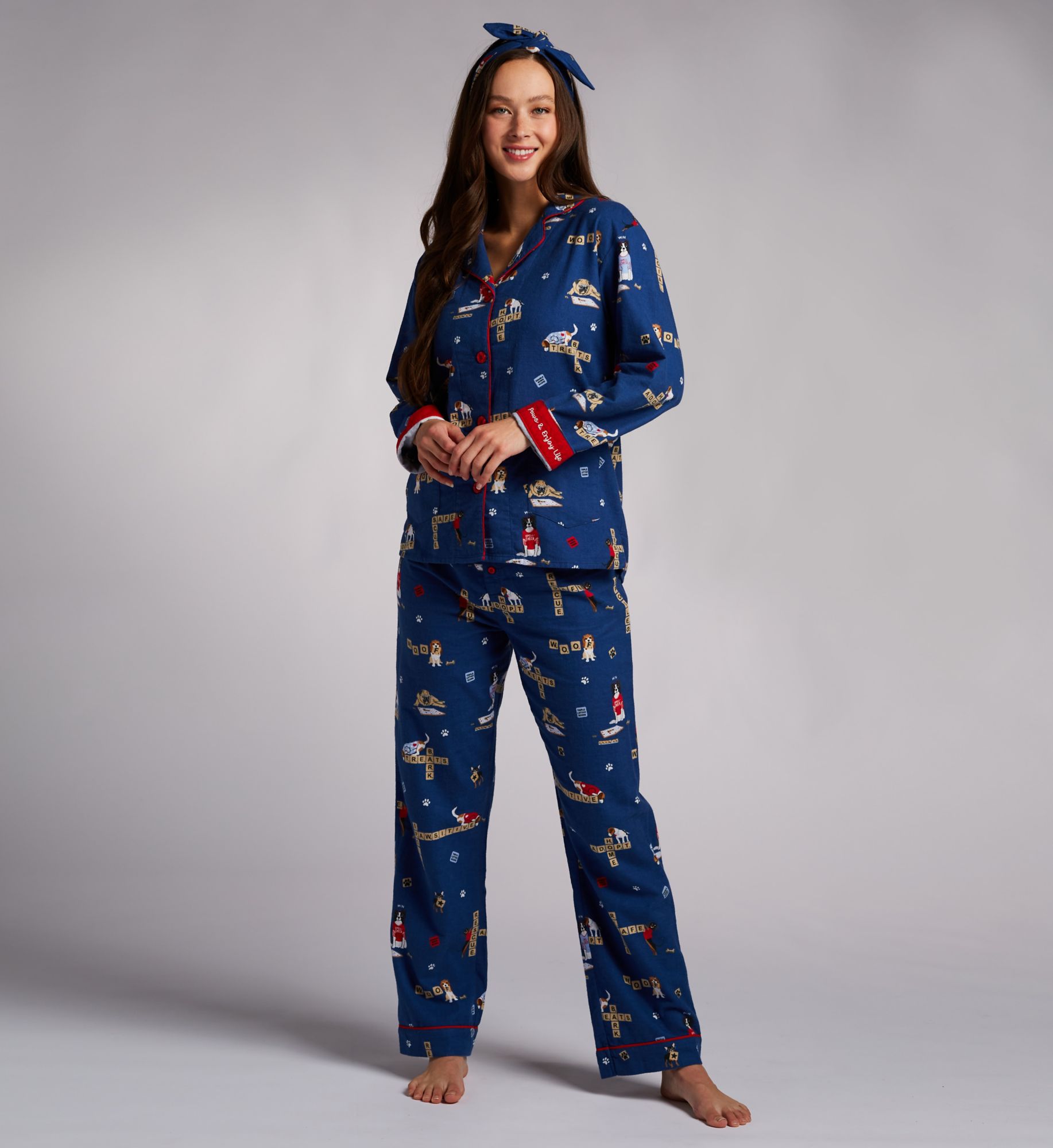 PJ Salvage Paws & Enjoy Life 3PC Flannel PJ Set RPLOPJP - Image 1