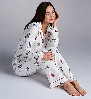 Candy Cane Lane Butter Jersey PJ Set Ivory L