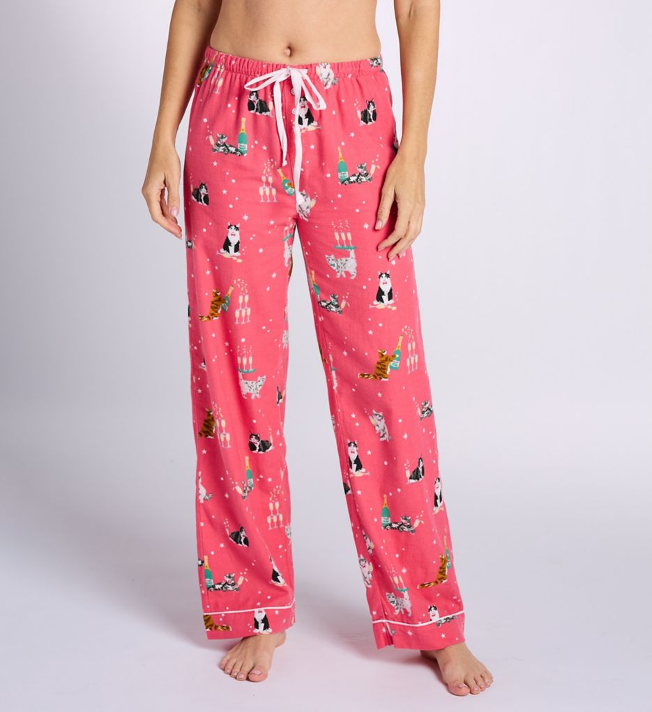 PJ Salvage Let's Get Fizzical Cat Print Flannel Pants RUFLPD - Image 1