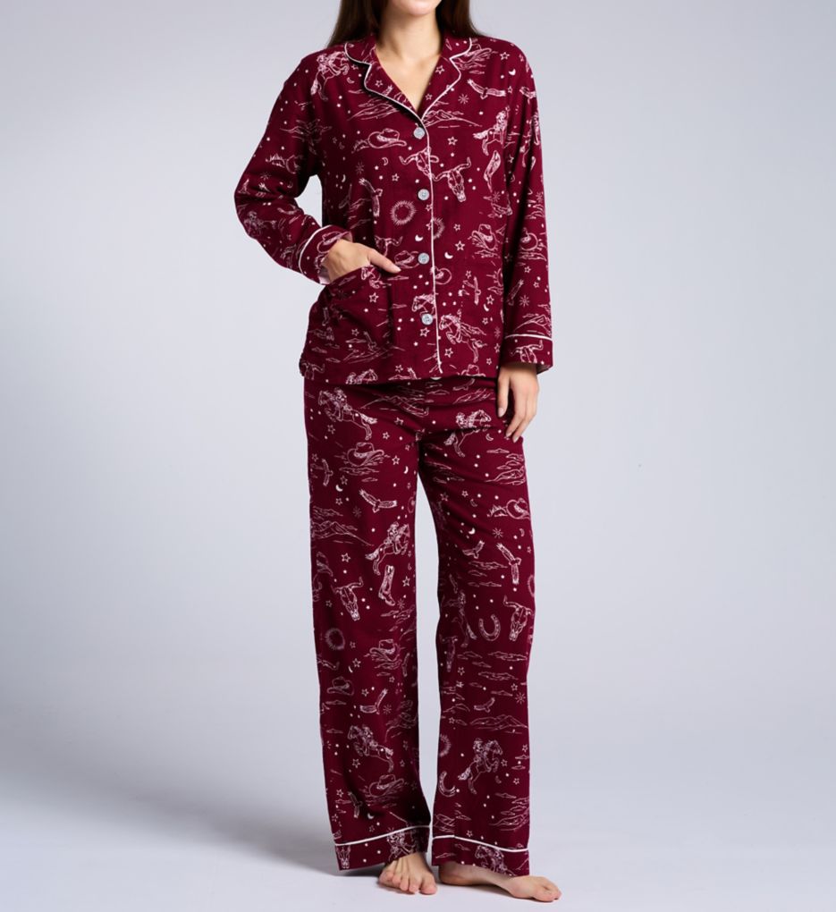 PJ Salvage Hold Your Horses Flannel Long Sleeve Long PJ Set RUFLPJ7 - Image 1