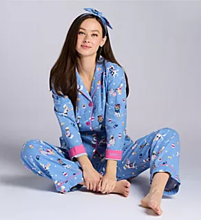 Baked Woof Love Flannel Long Sleeve Long PJ Set Denim S
