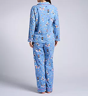 Baked Woof Love Flannel Long Sleeve Long PJ Set Denim S