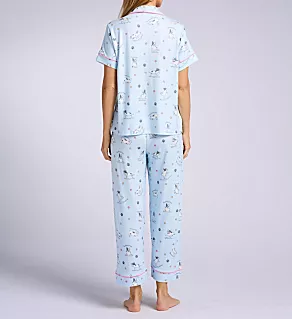 Paws & Breathe Dog 3 Piece Short Sleeve PJ Set Blue Mist L