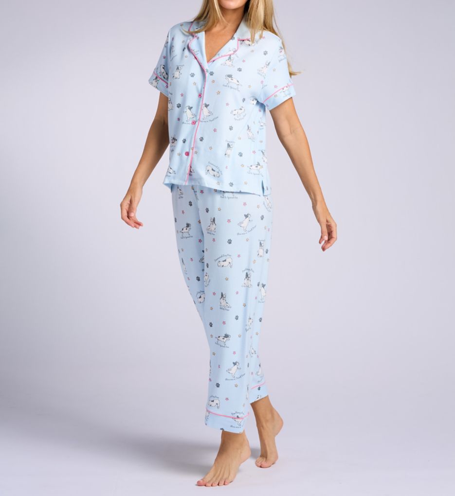 PJ Salvage Paws & Breathe Dog 3 Piece Short Sleeve PJ Set Blue Mist M  - Image 1