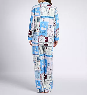 Back view of Bonjour Flannel PJ Set with Headband