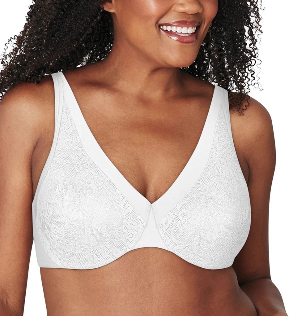 Playtex Secrets Perfectly Smooth Wireless Bra White Stripe 38DDD Women's 