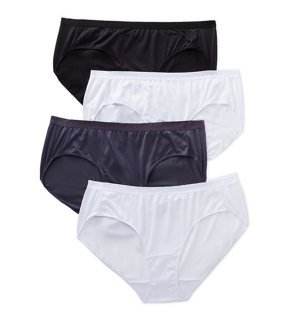Playtex >> Playtex PLULHS Ultra Light Plus Size Hipster Panty - 4 Pack (Wht/PprCornGey/Wht/Blk 13)