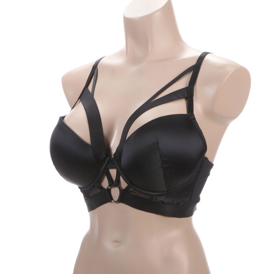 Women's Pour Moi 23801 Contradiction Obsessed Padded Push Up Longline Bra  (Black 32C)