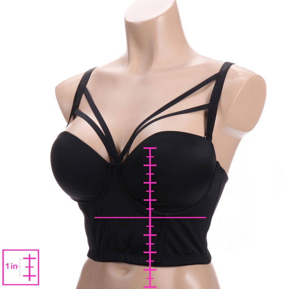 Contradiction Strapped Padded Bustier Bra Black 32C by Pour Moi