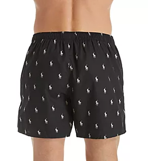 Printed Polo Player 100% Cotton Woven Boxer Black M
