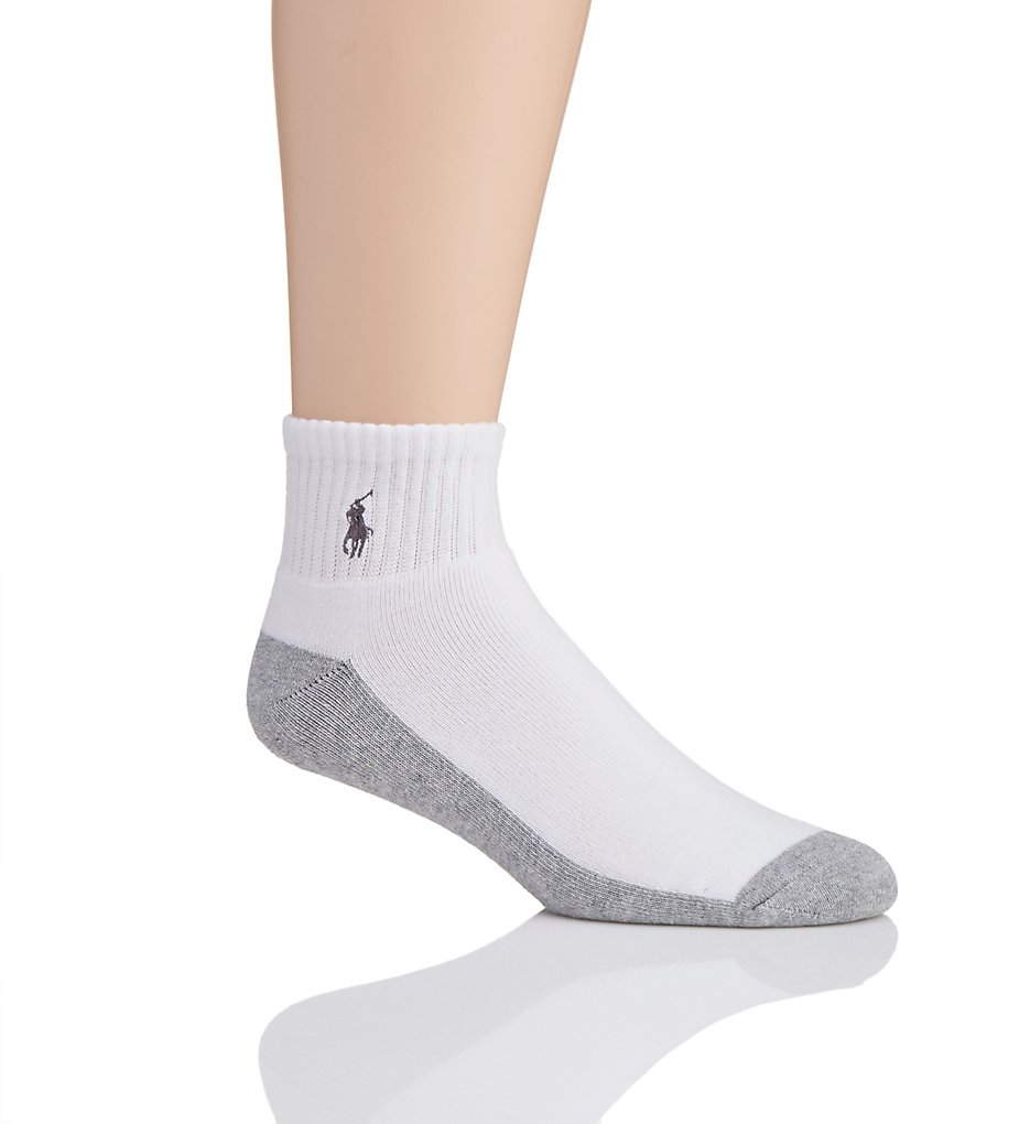 Polo Ralph Lauren 80100PG Golf Classic Cotton Stretch Cushioned Quarter Sock (White)