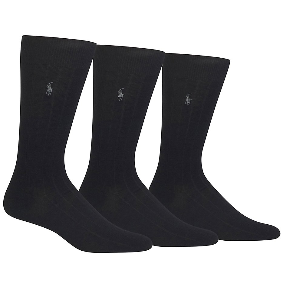 Polo Ralph Lauren 8082PK Merino Wool Dress Socks - 3 Pack (Black)
