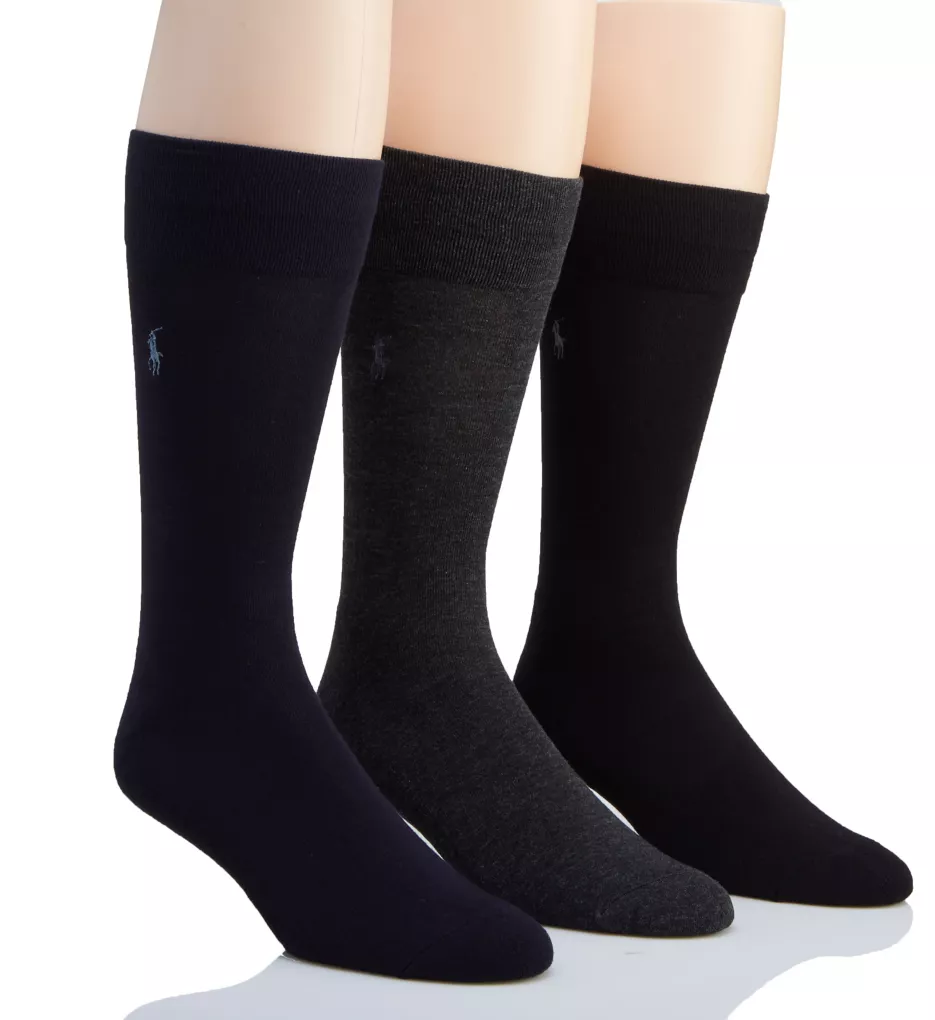 Flat Knit Viscose Cushioned Crew Socks - 3 Pack by Polo Ralph Lauren