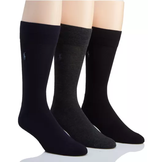 Polo Ralph Lauren Flat Knit Viscose Cushioned Crew Socks - 3 Pack 8083PK