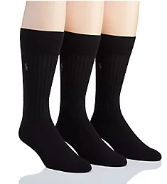 Viscose Rib Crew Socks with Arch Support - 3 Pack BLK O/S