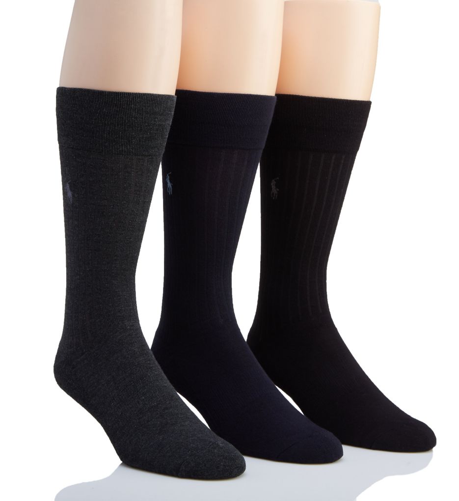 Viscose Rib Crew Socks with Arch Support - 3 Pack-gs