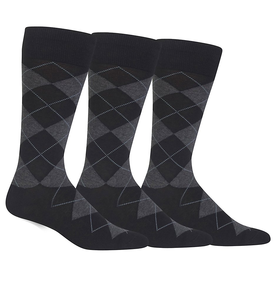 Polo Ralph Lauren 8091PK Classic Argyle Cotton Socks - 3 Pack (Black)