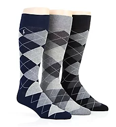 Big and Tall Classic Argyle Cotton Socks - 3 Pack BLKGY O/S