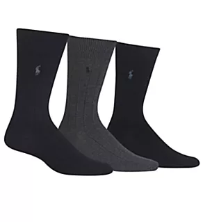 Casual Dress Ribbed Socks 3-Pack Black Assorted XL