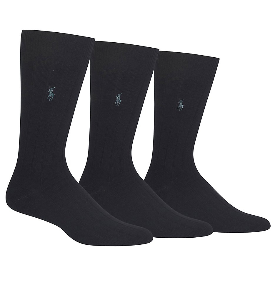 Polo Ralph Lauren 8092 Casual Dress Ribbed Socks 3-Pack (Navy)
