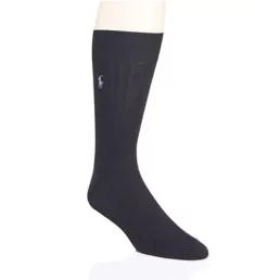 Solid Rib Pima Cotton Wool Dress Sock Black O/S