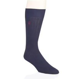 Solid Rib Pima Cotton Wool Dress Sock Navy O/S