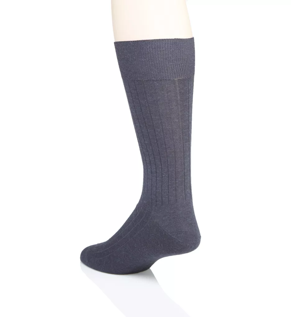 Solid Rib Pima Cotton Wool Dress Sock Black O/S