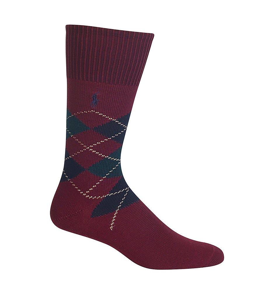 Polo Ralph Lauren 8116 Five Diamond Argyle Cotton Sock (Burgundy)