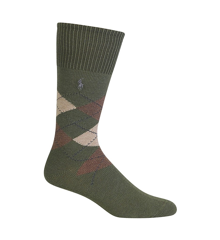 Polo Ralph Lauren 8116 Five Diamond Argyle Cotton Sock (Moss Heather)