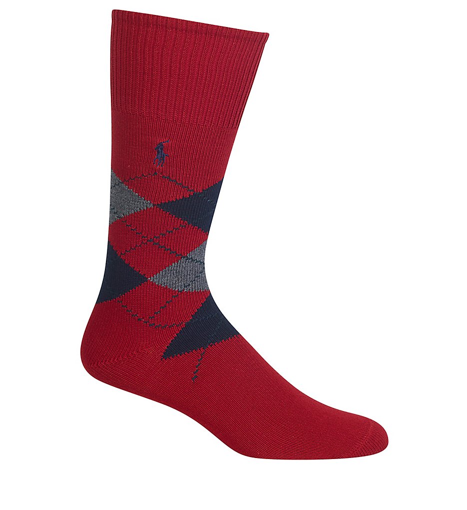 Polo Ralph Lauren 8116 Five Diamond Argyle Cotton Sock (Tartan Red)