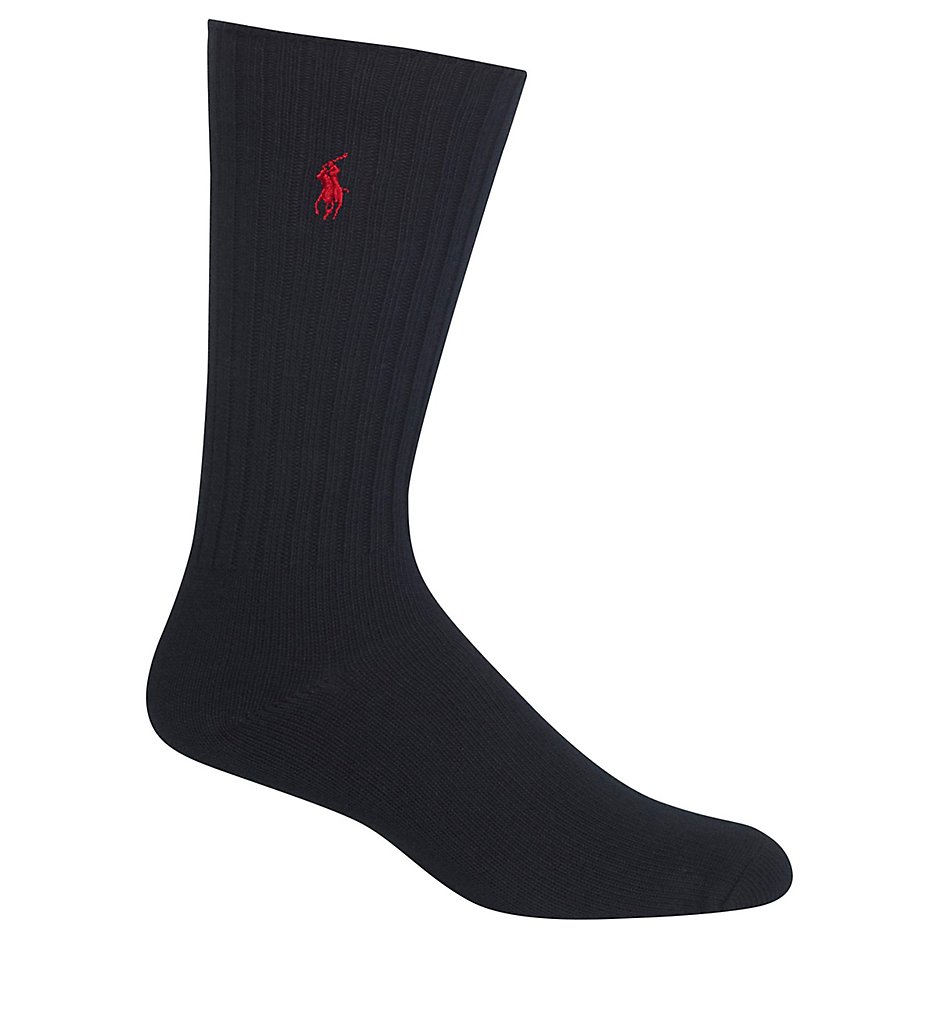 Polo Ralph Lauren 8205 Cotton Crew Sock with Polo Embroidery (Black)