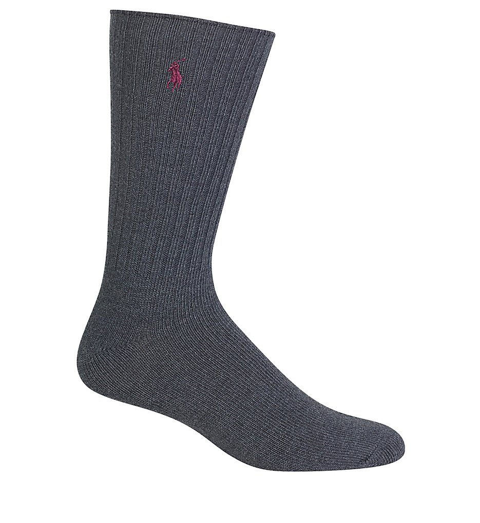Polo Ralph Lauren 8205 Cotton Crew Sock with Polo Embroidery (Charcoal Heather)