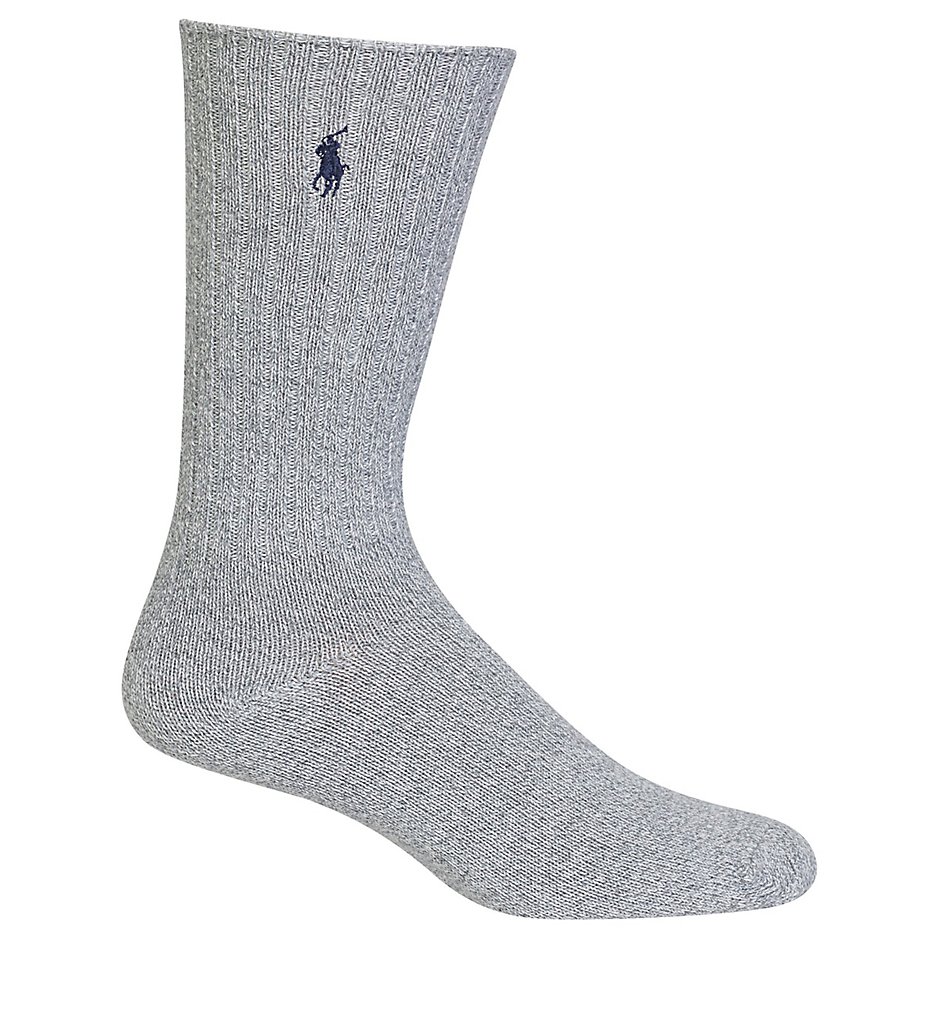 Polo Ralph Lauren 8205 Cotton Crew Sock with Polo Embroidery (Grey Heather)