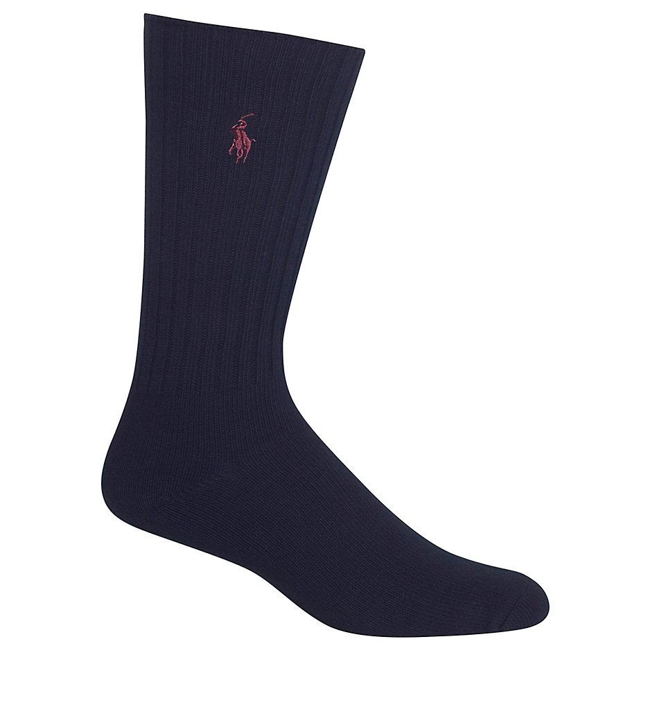 Polo Ralph Lauren 8205 Cotton Crew Sock with Polo Embroidery (Navy)