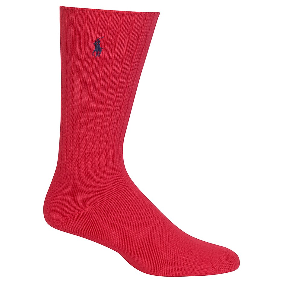 Polo Ralph Lauren 8205 Cotton Crew Sock with Polo Embroidery (Red)