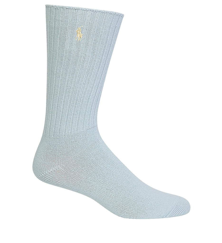 Polo Ralph Lauren 8205 Cotton Crew Sock with Polo Embroidery (Soft Blue)